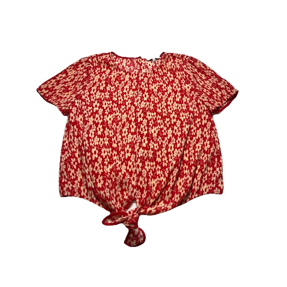 Madewell Floral Tie Front Blouse Crinkle Gauze Boho Top Womens Small